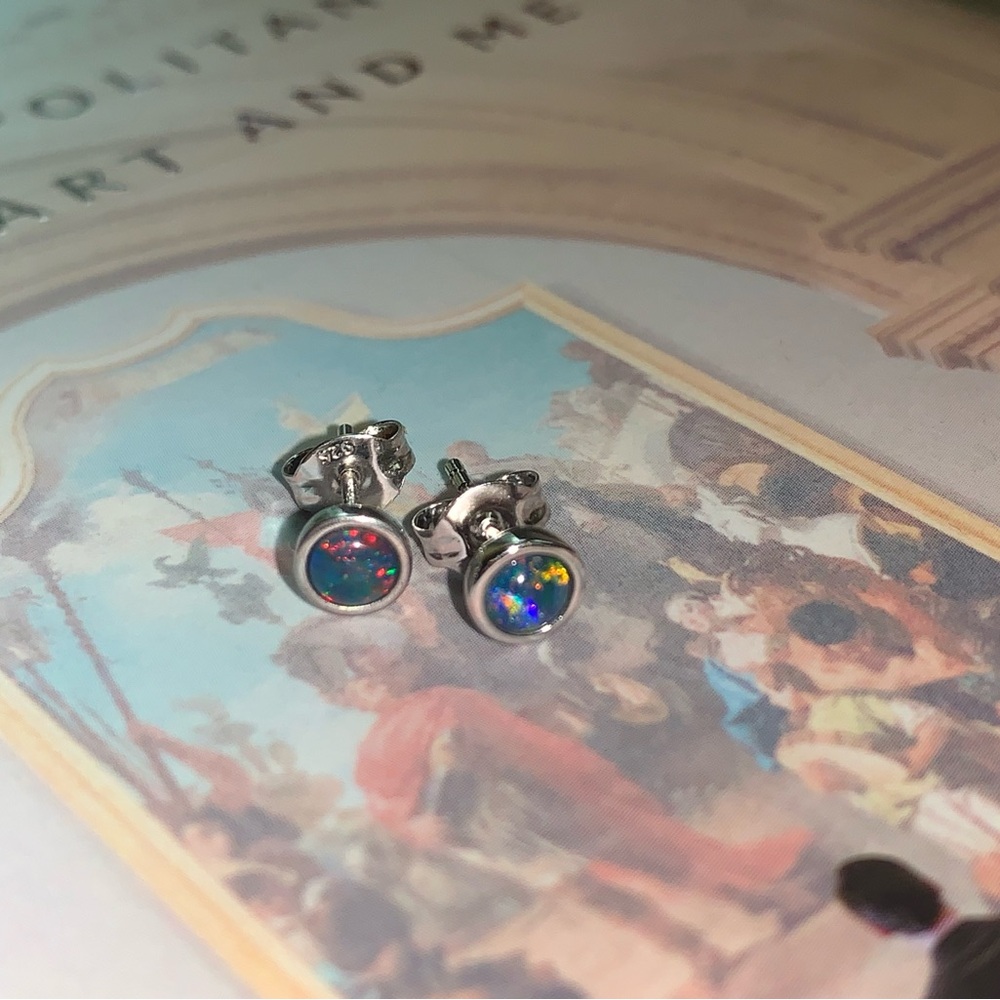 Opal and Sterling Silver Stud Earrings